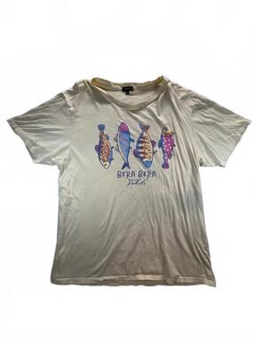 Originality Bora Bora Tahiti Fish GraphicT-Shirt XL Made in USA Yellow Beach Tee